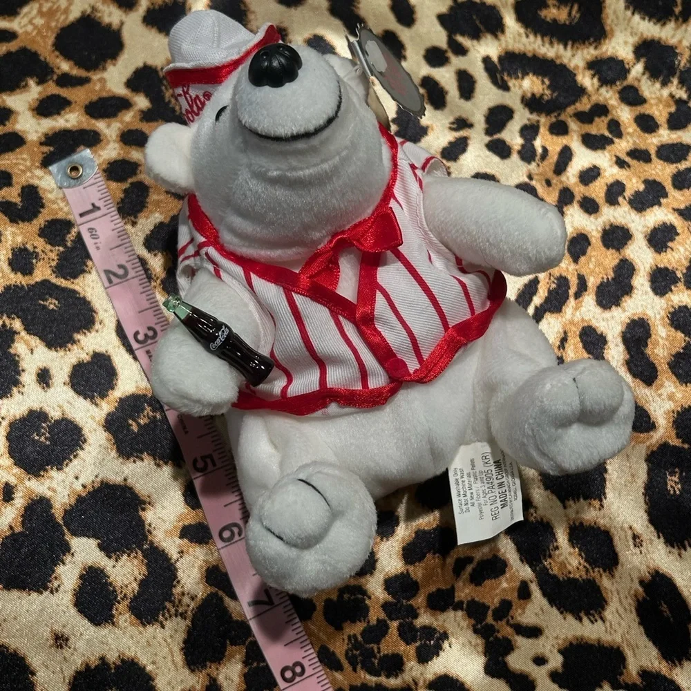 Vintage 1998 Coca-Cola Polar Bear Soda Fountain Outfit Bean Bag Plush